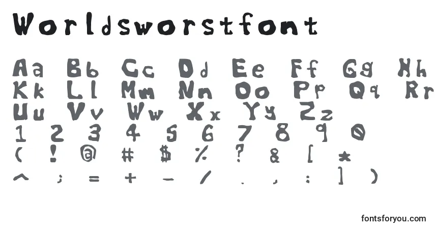 A fonte Worldsworstfont – alfabeto, números, caracteres especiais