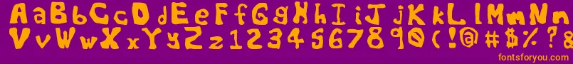 Worldsworstfont-fontti – oranssit fontit violetilla taustalla