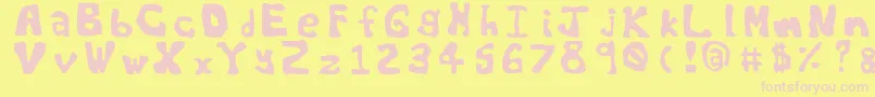 Fonte Worldsworstfont – fontes rosa em um fundo amarelo