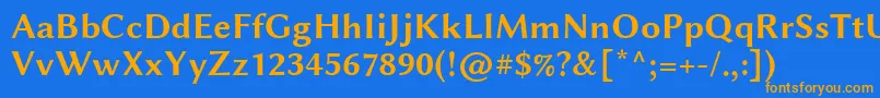 フォントLinbiolinumRb – オレンジ色の文字が青い背景にあります。
