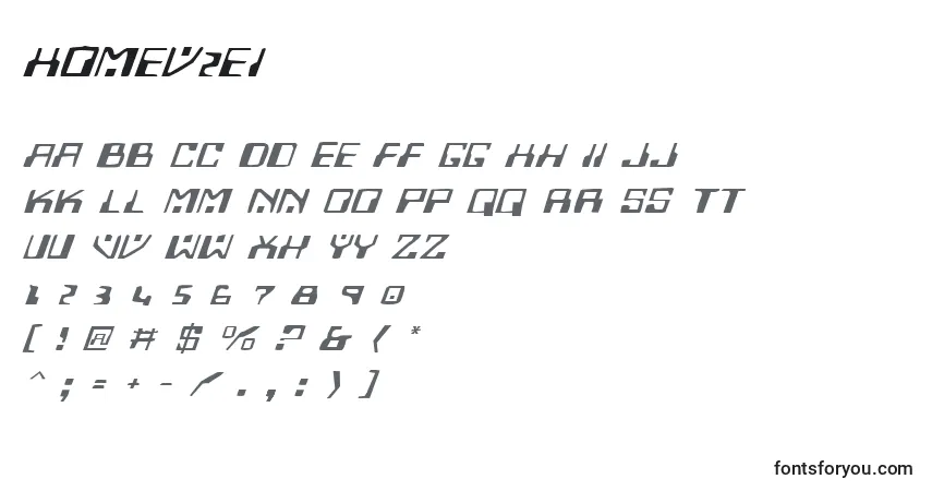 A fonte Homev2ei – alfabeto, números, caracteres especiais