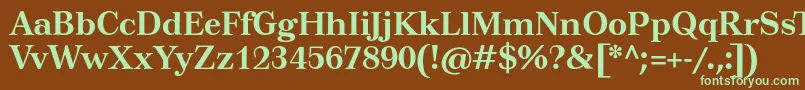 フォントTusartextBold – 緑色の文字が茶色の背景にあります。