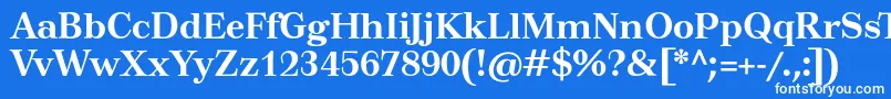 TusartextBold-Schriftart – Weiße Schriften auf blauem Hintergrund
