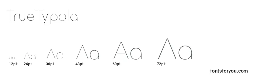 TrueTypola Font Sizes