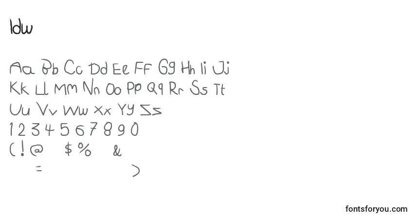 A fonte Idw – alfabeto, números, caracteres especiais