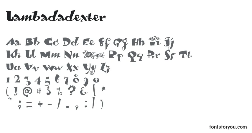 Lambadadexter Font – alphabet, numbers, special characters