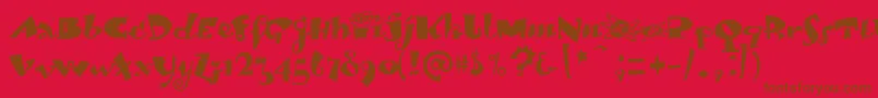Lambadadexter-Schriftart – Braune Schriften auf rotem Hintergrund