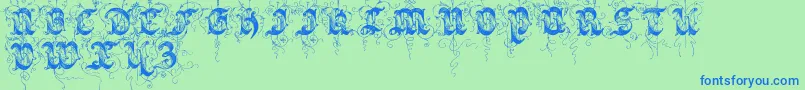 Saraband Font – Blue Fonts on Green Background