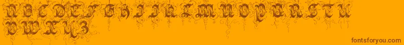 Saraband-Schriftart – Braune Schriften auf orangefarbenem Hintergrund