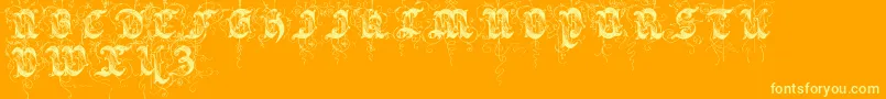 Saraband-Schriftart – Gelbe Schriften auf orangefarbenem Hintergrund