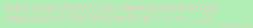 PflettergothicthreeMeditalic Font – Pink Fonts on Green Background