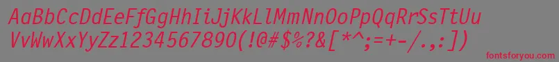 PflettergothicthreeMeditalic Font – Red Fonts on Gray Background
