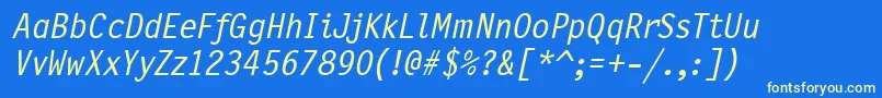PflettergothicthreeMeditalic Font – Yellow Fonts on Blue Background
