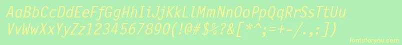 PflettergothicthreeMeditalic Font – Yellow Fonts on Green Background