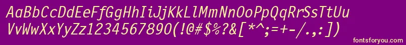PflettergothicthreeMeditalic Font – Yellow Fonts on Purple Background