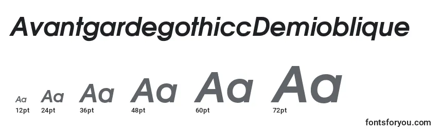 Размеры шрифта AvantgardegothiccDemioblique