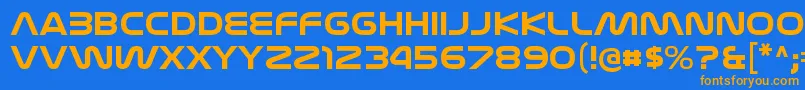 フォントNasalizationexBold – オレンジ色の文字が青い背景にあります。