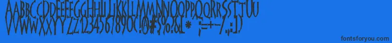 FrankendorkTall-Schriftart – Schwarze Schriften auf blauem Hintergrund