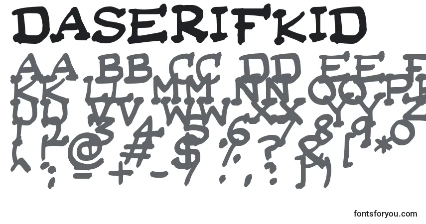 Шрифт DaSerifKid – алфавит, цифры, специальные символы