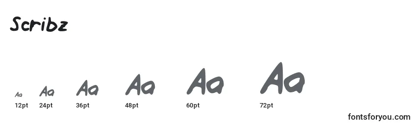 Размеры шрифта Scribz