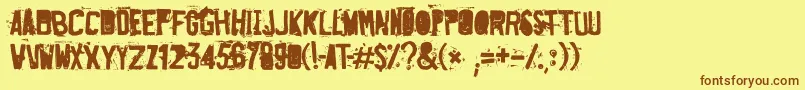 DestroyedLicensePlate Font – Brown Fonts on Yellow Background