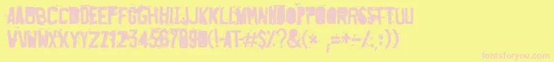 DestroyedLicensePlate Font – Pink Fonts on Yellow Background