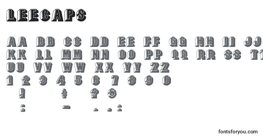Schriftart Leecaps – Alphabet, Zahlen, spezielle Symbole