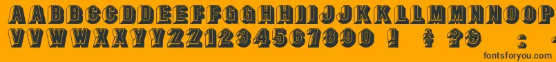 Leecaps-Schriftart – Schwarze Schriften auf orangefarbenem Hintergrund