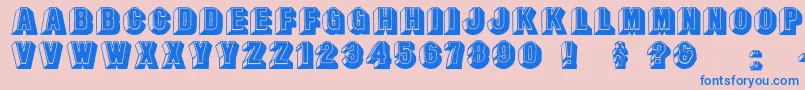 Leecaps Font – Blue Fonts on Pink Background