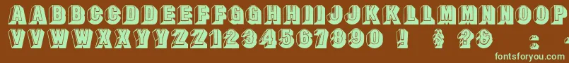 Leecaps-fontti – vihreät fontit ruskealla taustalla