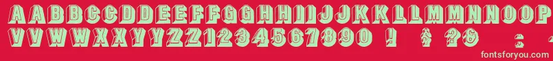 Leecaps-Schriftart – Grüne Schriften auf rotem Hintergrund