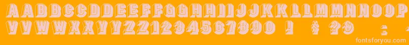 Leecaps-Schriftart – Rosa Schriften auf orangefarbenem Hintergrund