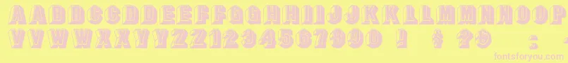 フォントLeecaps – ピンクのフォント、黄色の背景