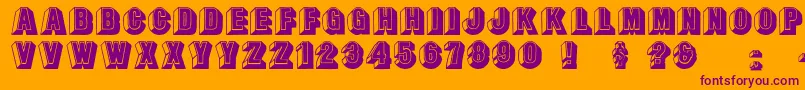 Leecaps Font – Purple Fonts on Orange Background