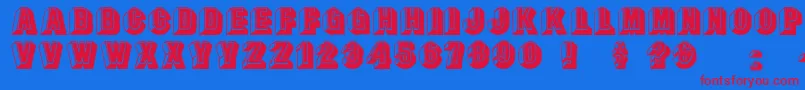 Leecaps Font – Red Fonts on Blue Background