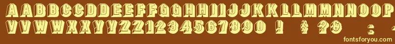 Leecaps-fontti – keltaiset fontit ruskealla taustalla