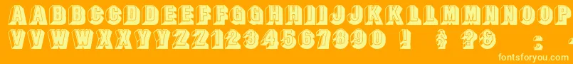 Leecaps-Schriftart – Gelbe Schriften auf orangefarbenem Hintergrund