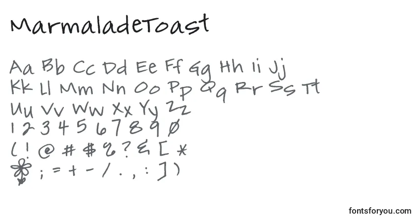 Czcionka MarmaladeToast – alfabet, cyfry, specjalne znaki