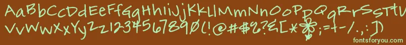 Więcej informacji o czcionce MarmaladeToast Czcionka MarmaladeToast – zielone czcionki na brązowym tle