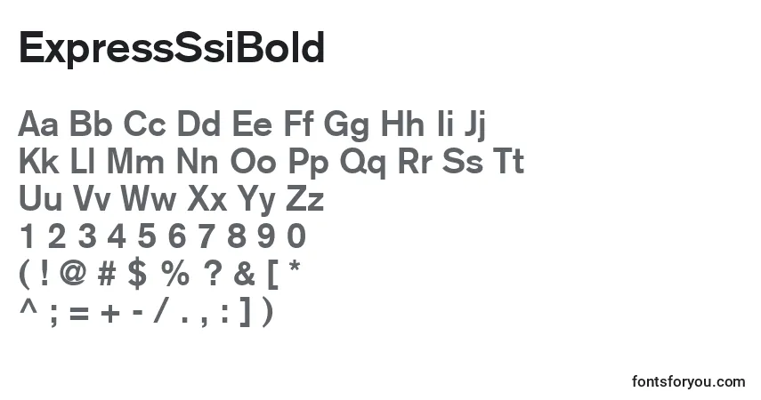 A fonte ExpressSsiBold – alfabeto, números, caracteres especiais