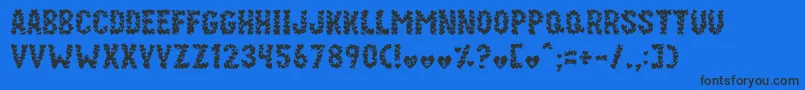 Paper Hearts Font – Black Fonts on Blue Background