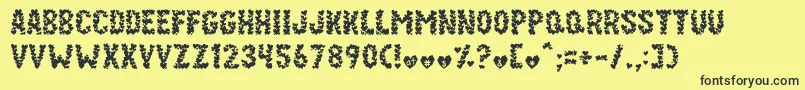 Paper Hearts Font – Black Fonts on Yellow Background