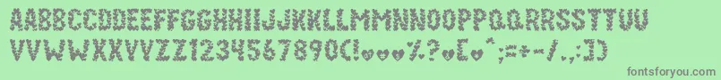 Paper Hearts Font – Gray Fonts on Green Background