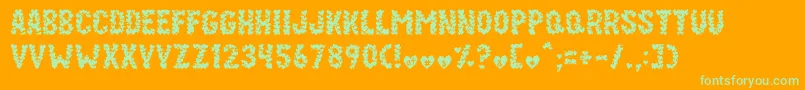 Paper Hearts Font – Green Fonts on Orange Background