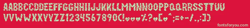 Czcionka Paper Hearts – zielone czcionki na czerwonym tle