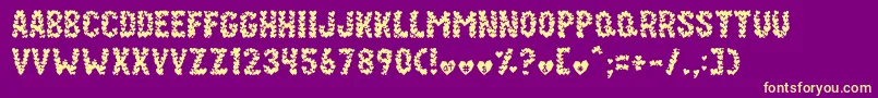 Paper Hearts Font – Yellow Fonts on Purple Background