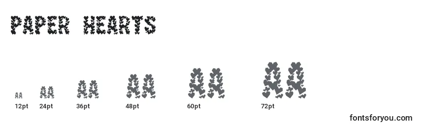 Paper Hearts Font Sizes