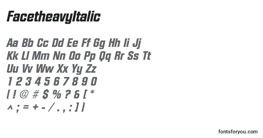 Fuente FacetheavyItalic - alfabeto, números, caracteres especiales