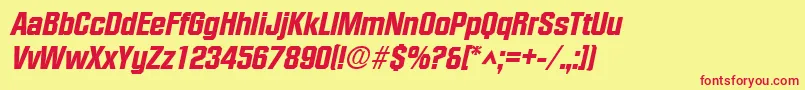 FacetheavyItalic Font – Red Fonts on Yellow Background