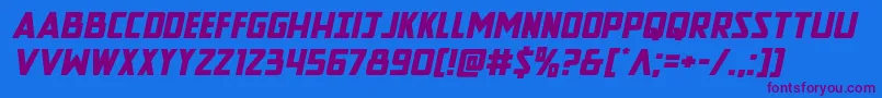 Newcomictitleexpandital Font – Purple Fonts on Blue Background